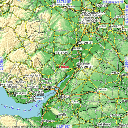 Topographic map of Linton