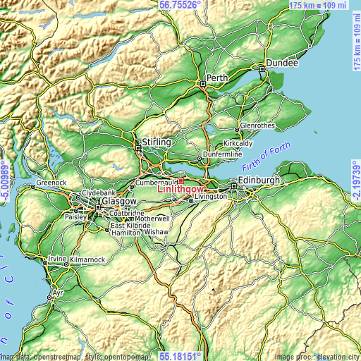 Topographic map of Linlithgow