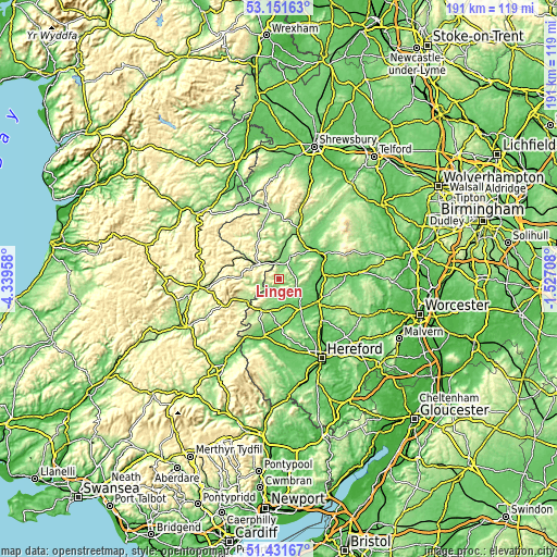 Topographic map of Lingen