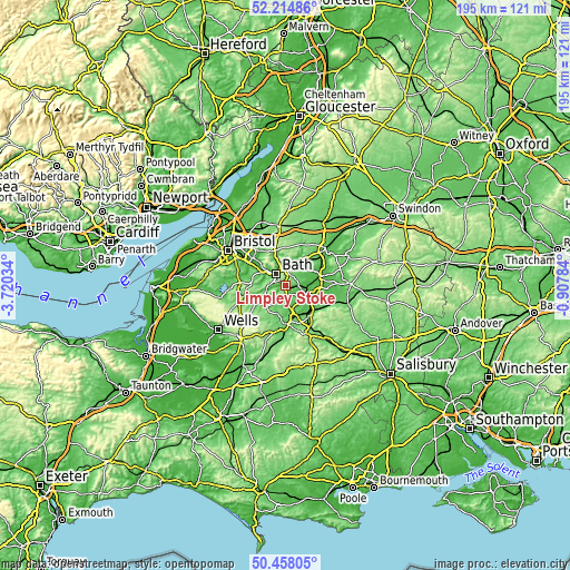 Topographic map of Limpley Stoke