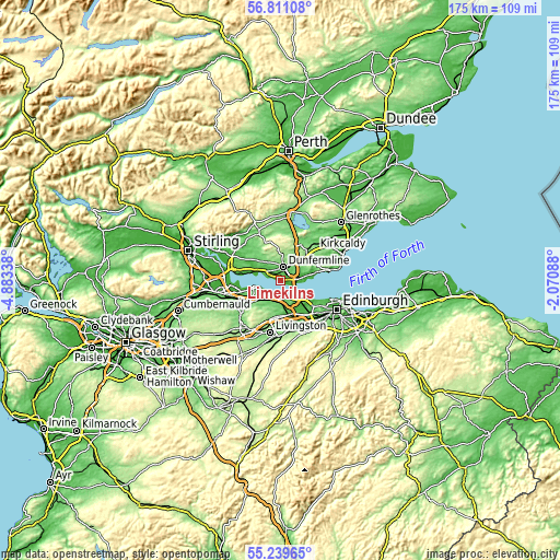 Topographic map of Limekilns