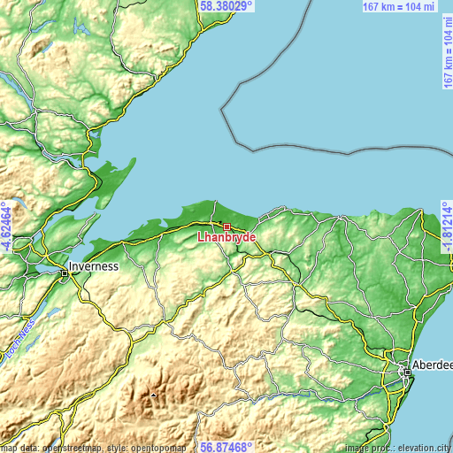 Topographic map of Lhanbryde