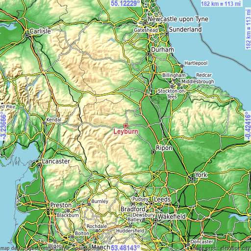 Topographic map of Leyburn