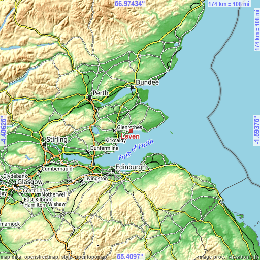 Topographic map of Leven