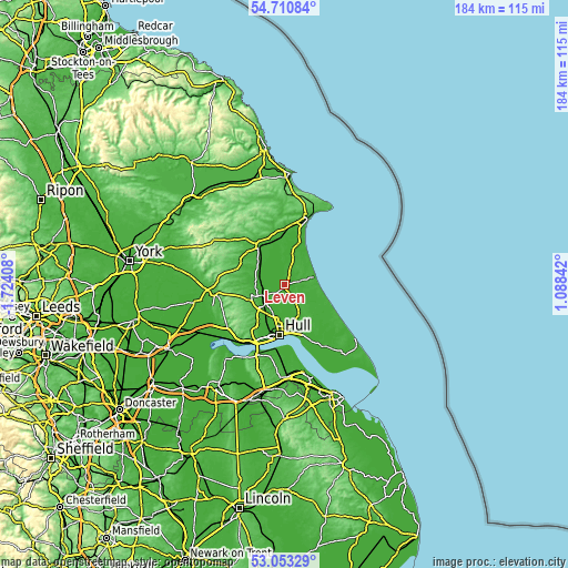 Topographic map of Leven