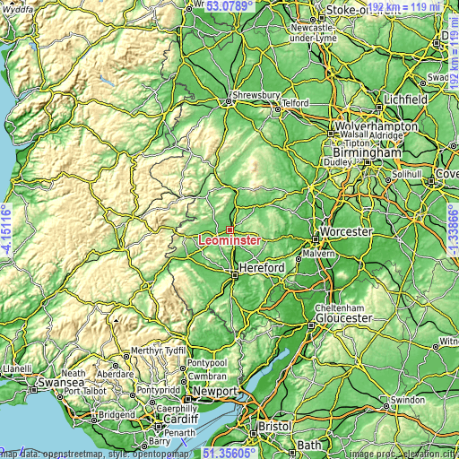 Topographic map of Leominster