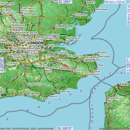 Topographic map of Lenham