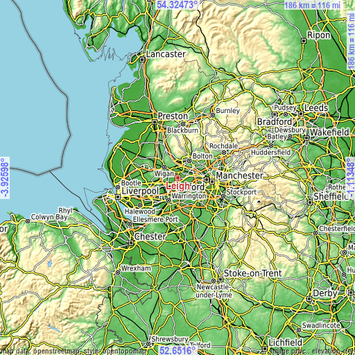 Topographic map of Leigh