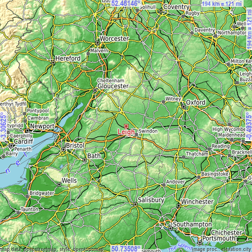 Topographic map of Leigh