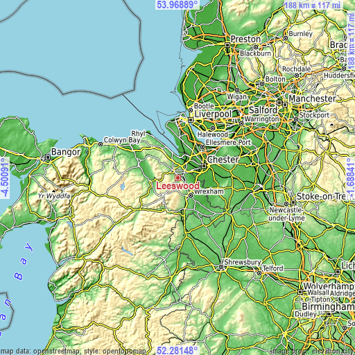 Topographic map of Leeswood