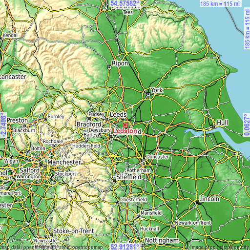 Topographic map of Ledston