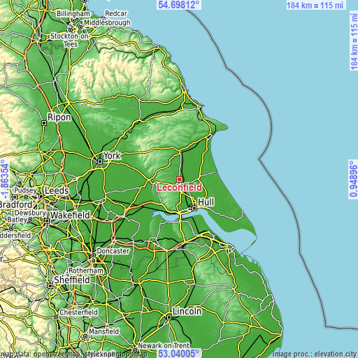 Topographic map of Leconfield