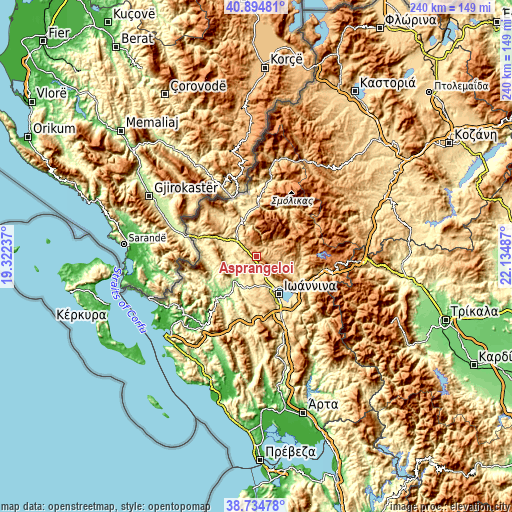 Topographic map of Asprángeloi