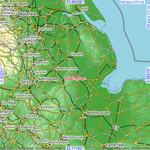 Topographic map of Leasingham