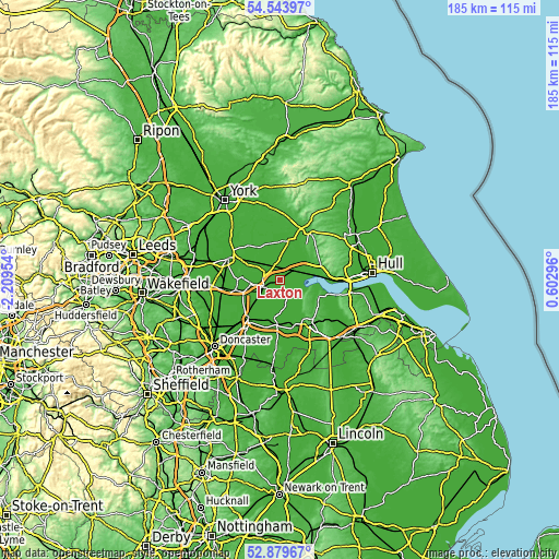 Topographic map of Laxton