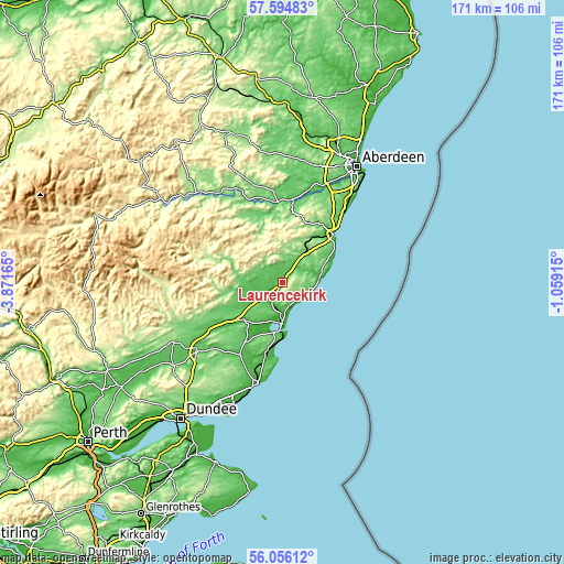 Topographic map of Laurencekirk