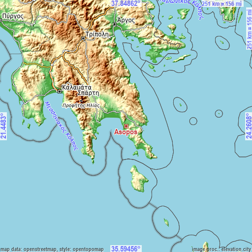 Topographic map of Asopós