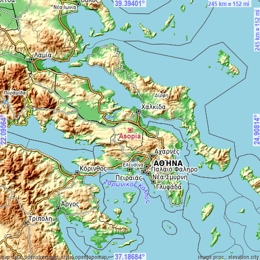 Topographic map of Asopía