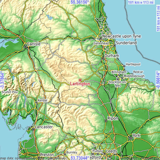 Topographic map of Lartington