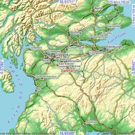 Topographic map of Larkhall