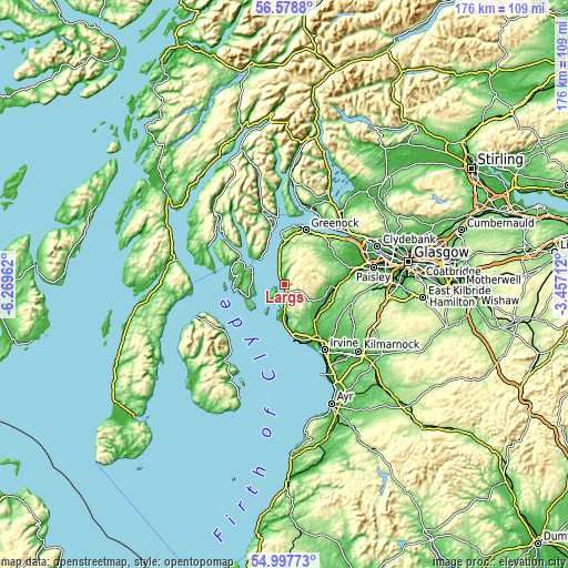 Topographic map of Largs