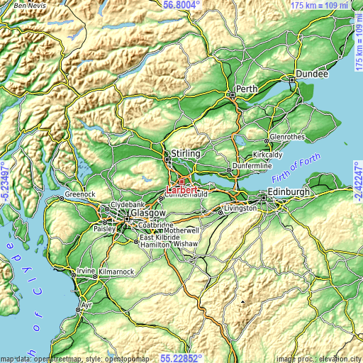 Topographic map of Larbert