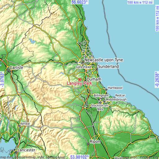 Topographic map of Langley Park