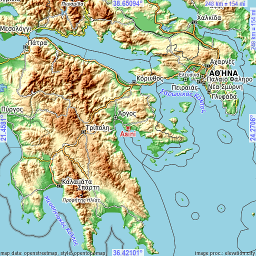 Topographic map of Asíni