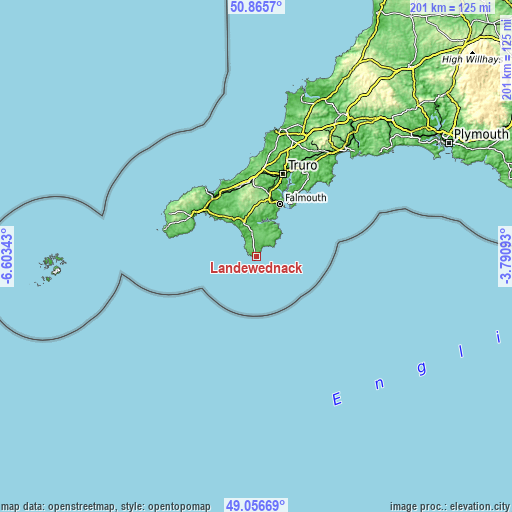 Topographic map of Landewednack