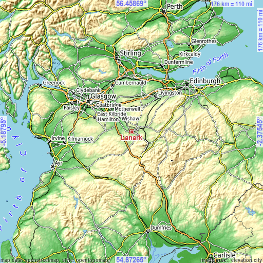 Topographic map of Lanark