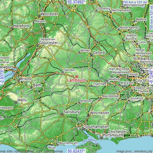 Topographic map of Lambourn