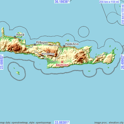 Topographic map of Asímion