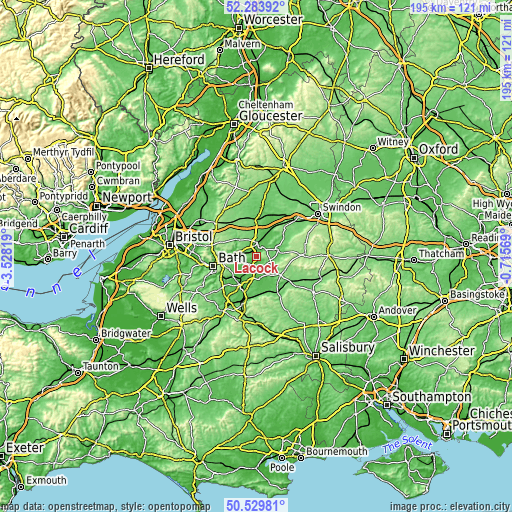 Topographic map of Lacock