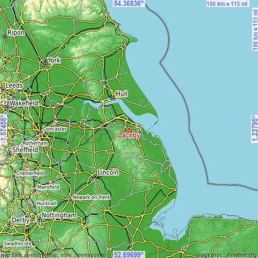 Topographic map of Laceby