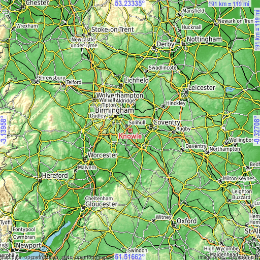 Topographic map of Knowle
