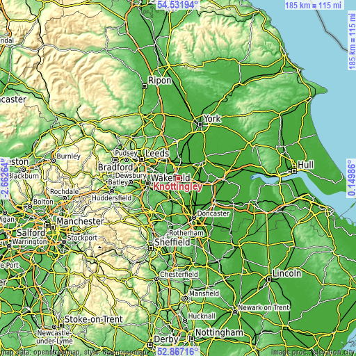 Topographic map of Knottingley