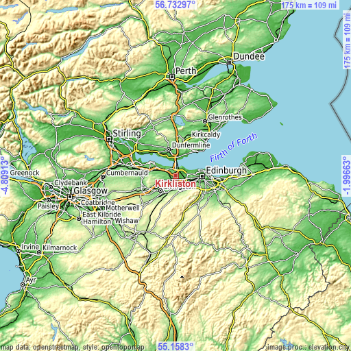 Topographic map of Kirkliston