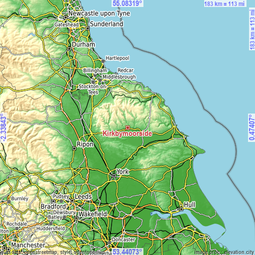 Topographic map of Kirkbymoorside