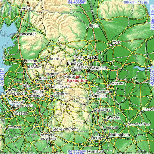 Topographic map of Kirkburton