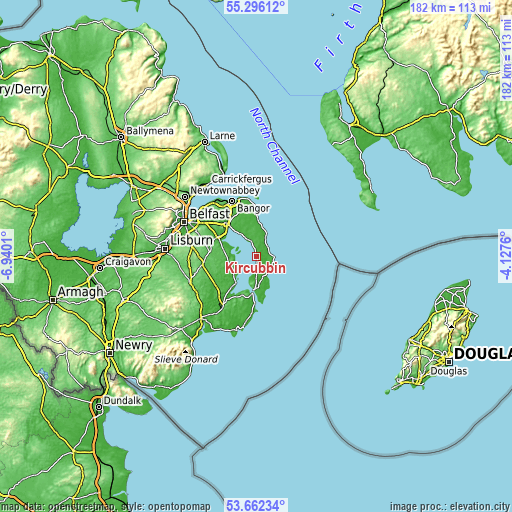 Topographic map of Kircubbin