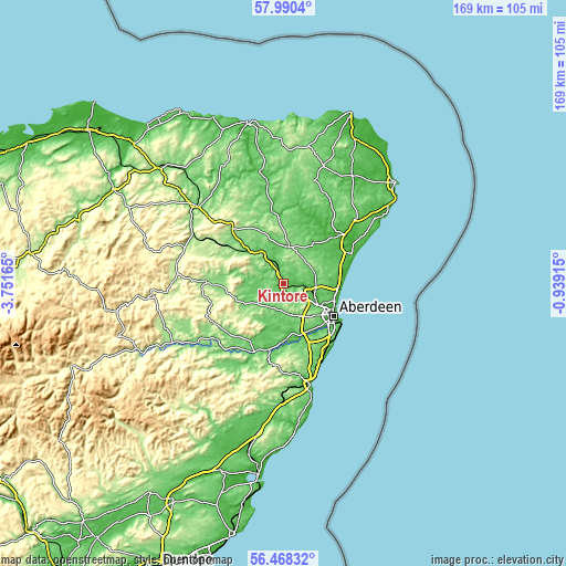 Topographic map of Kintore