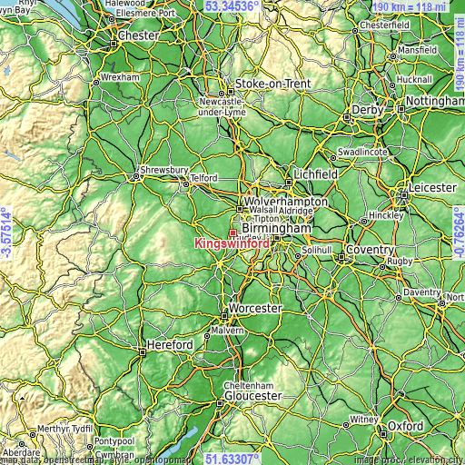 Topographic map of Kingswinford