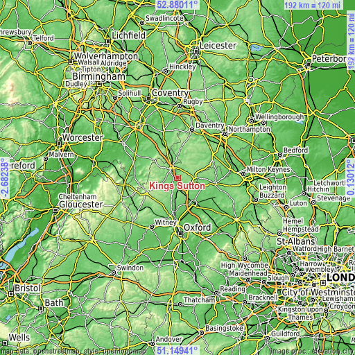 Topographic map of Kings Sutton