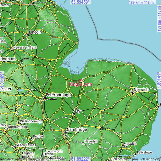 Topographic map of King's Lynn