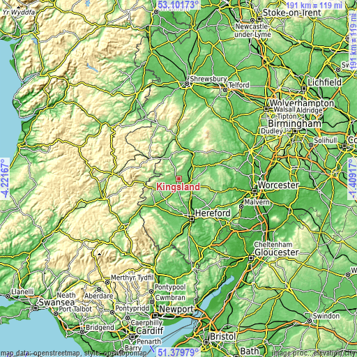 Topographic map of Kingsland