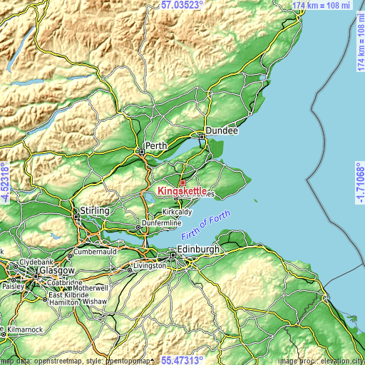 Topographic map of Kingskettle