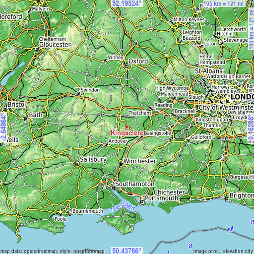 Topographic map of Kingsclere