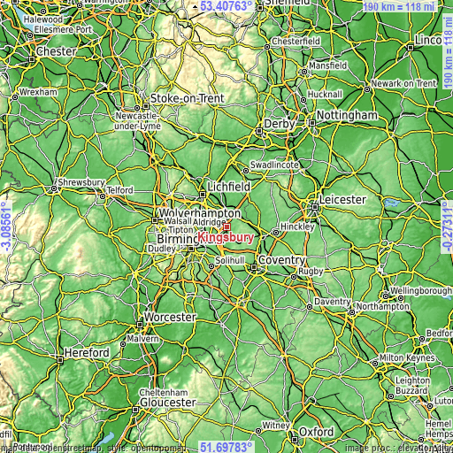 Topographic map of Kingsbury