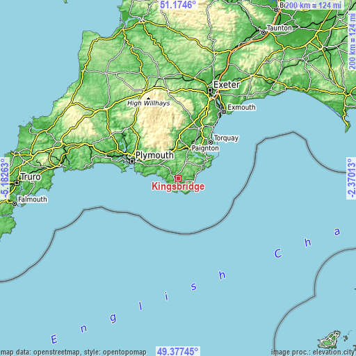 Topographic map of Kingsbridge