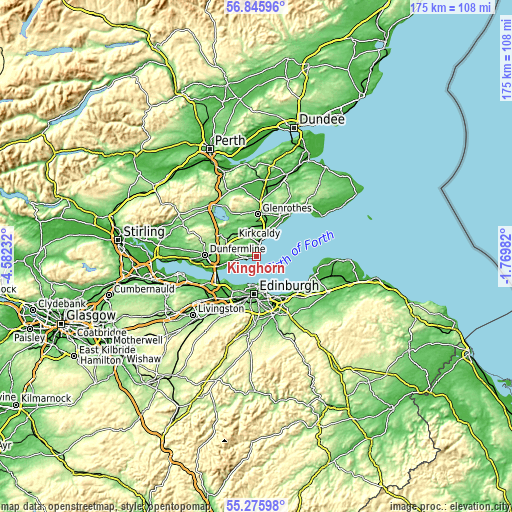Topographic map of Kinghorn